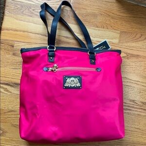 Juicy Couture Pink Nylon Zippered Zip Top Tote Bag